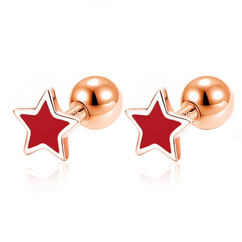 Aretes Bolita con Corazón o Estrella