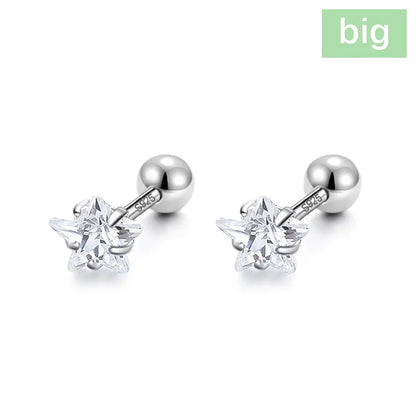 Aretes Bolita Brillante con Estrella