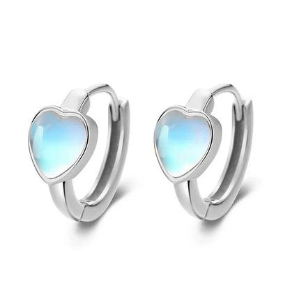 Arracadas con Piedra Luna Corazón o Círculo