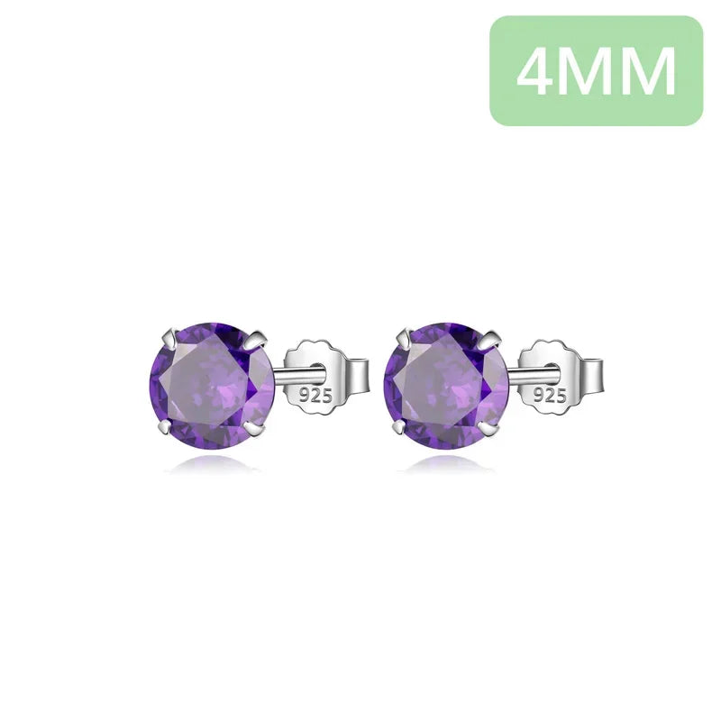 Aretes Solitario de Zirconia Morada
