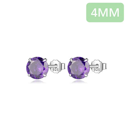 Aretes Solitario de Zirconia Morada
