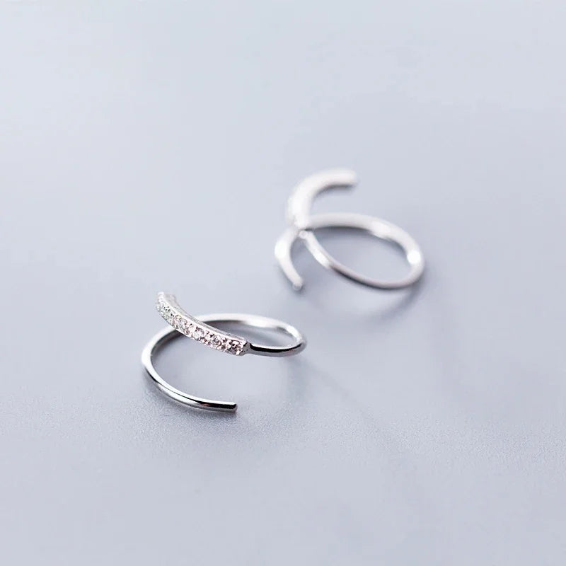 Arracadas Mini Dobles con Zirconias para Cartílago