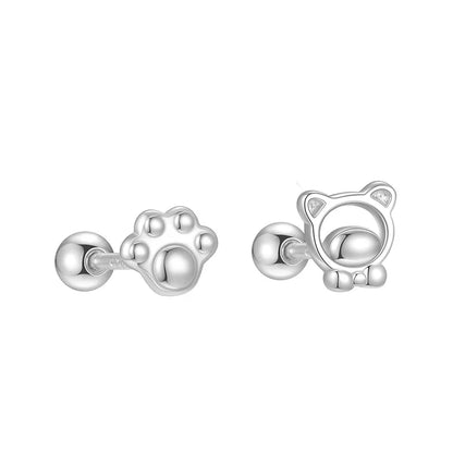 Aretes Huellita de Oso en Plateado u Oro Blanco