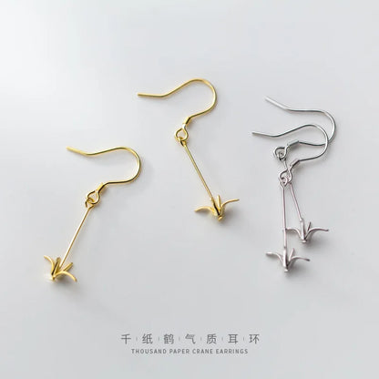Aretes Largos Grulla de Papel
