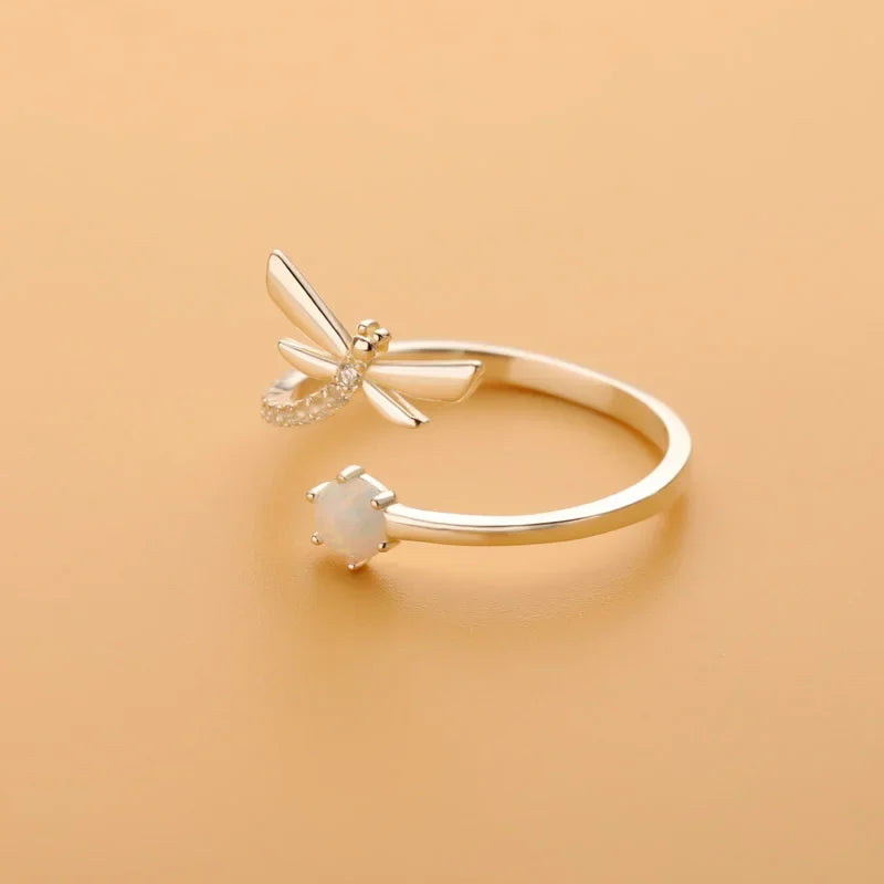 Anillo Libélula con Zirconias Ajustable