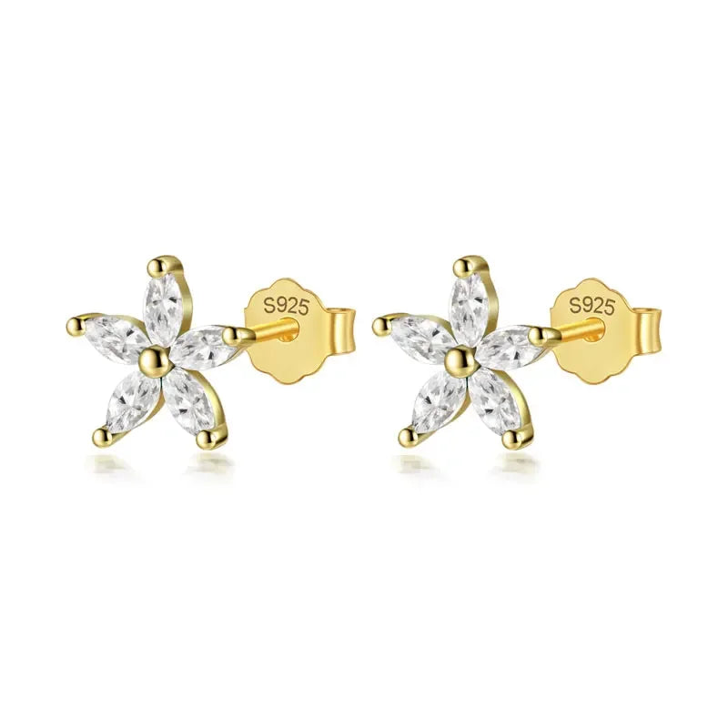 Aretes Flor con Zirconias de Color