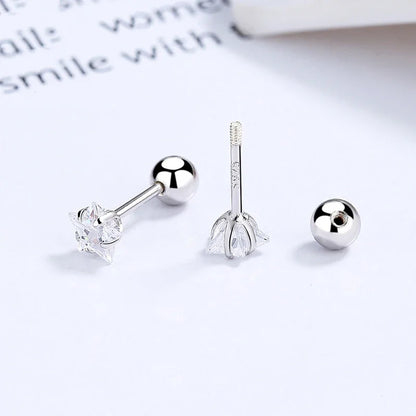 Aretes Bolita Brillante con Estrella