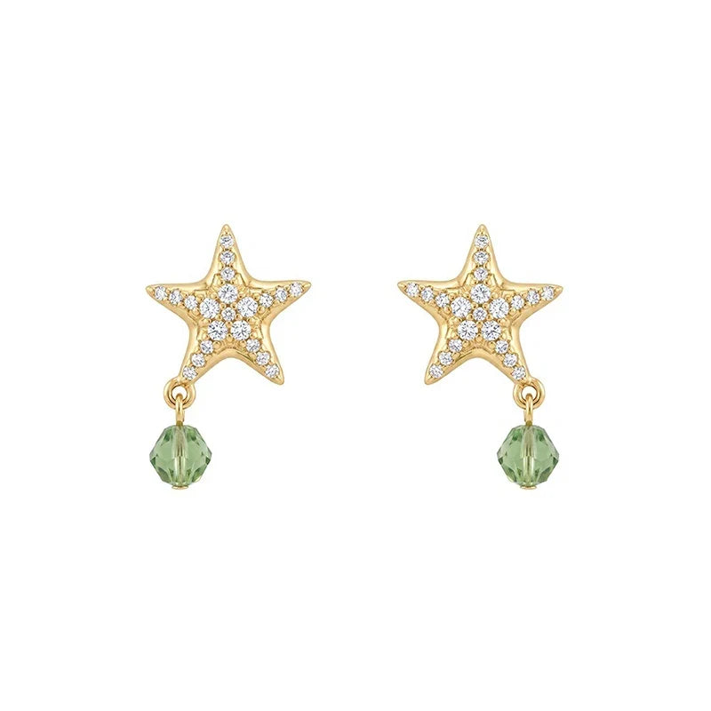 Aretes Estrella de Mar Dorada con Zirconias