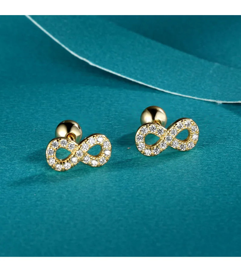 Aretes Infinito con Zirconias y Rosca