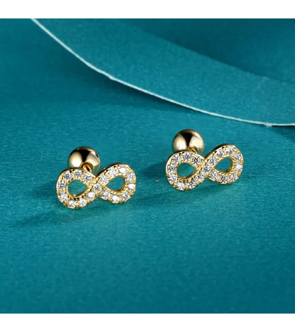 Aretes Infinito con Zirconias y Rosca