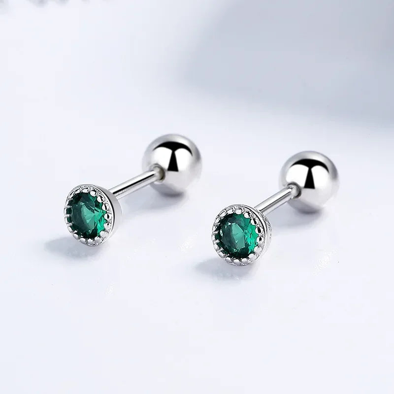 Aretes Zirconia Redonda de Color