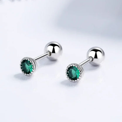 Aretes Zirconia Redonda de Color