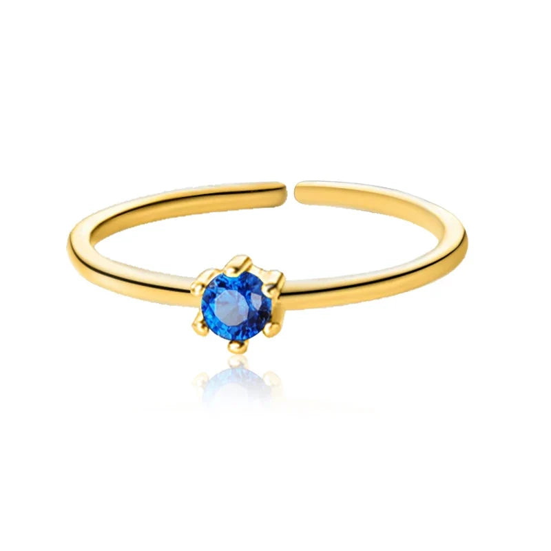 Anillo Geométrico con Zirconia Azul