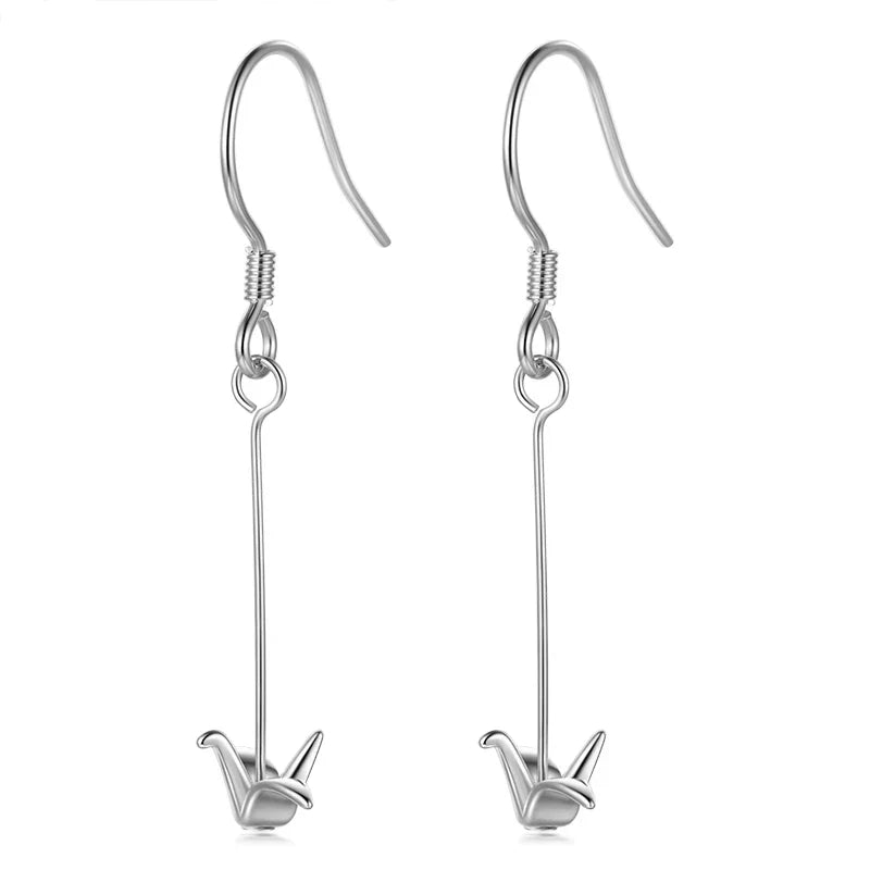Aretes Largos Grulla de Papel