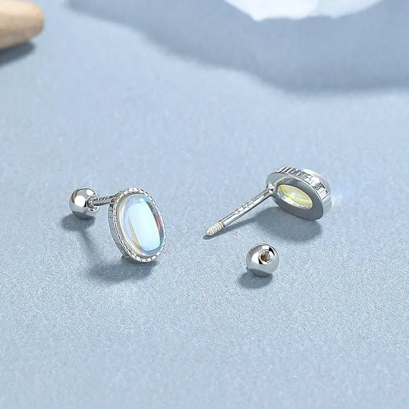 Aretes Ovalados con Piedra de Luna