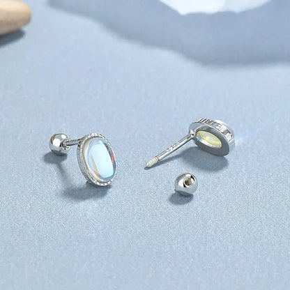 Aretes Ovalados con Piedra de Luna
