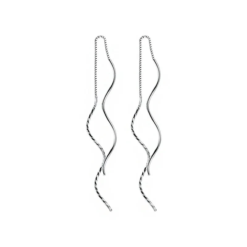 Aretes Largos de Ondas con Bolitas