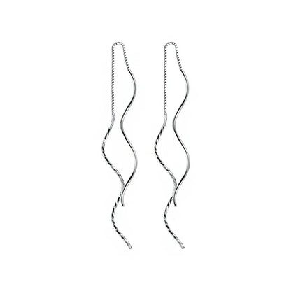 Aretes Largos de Ondas con Bolitas