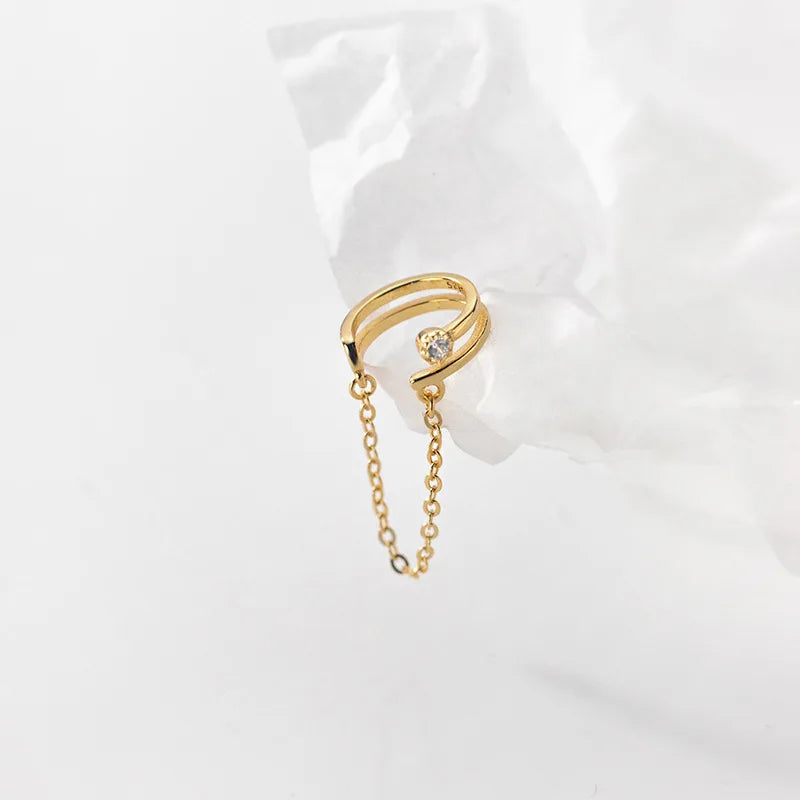 Aretes de Clip Doble Cadena con Zirconias