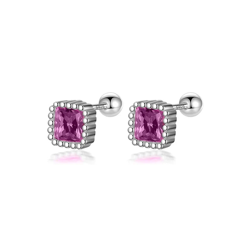Aretes Cuadrados de Zirconia de Color