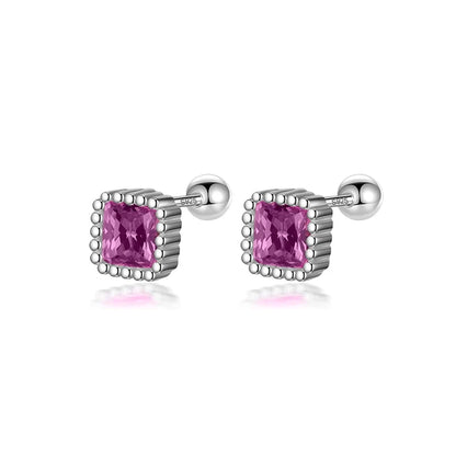 Aretes Cuadrados de Zirconia de Color