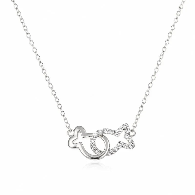 Collar Doble Pez Calado con Zirconias