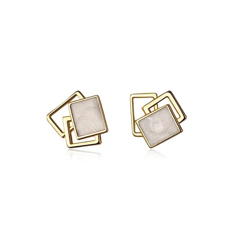 Aretes Cuadrado Calado Esmaltado