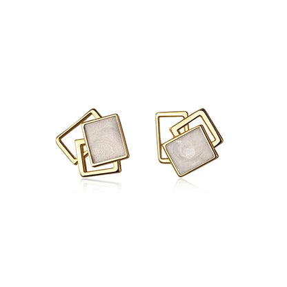 Aretes Cuadrado Calado Esmaltado