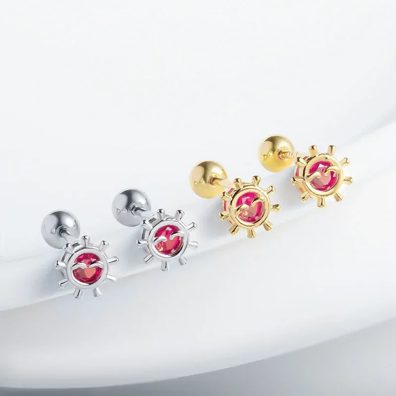 Aretes Sol Minimalista con Zirconia