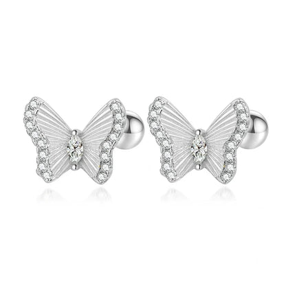 Aretes Mariposa con Zirconias y Cierre de Rosca