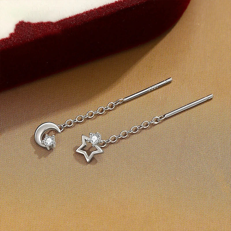 Aretes Luna y Estrella con Borla