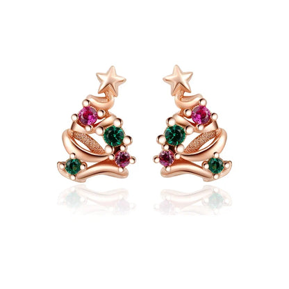 Aretes Árbol de Navidad con Cierre de Rosca