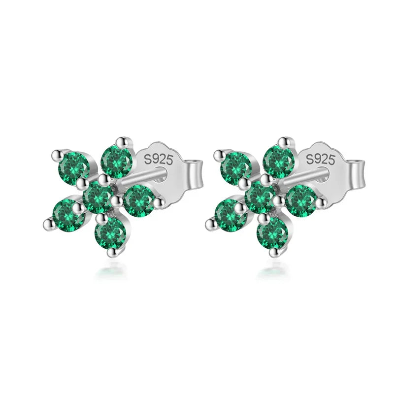 Aretes Flor con Zirconias de Color