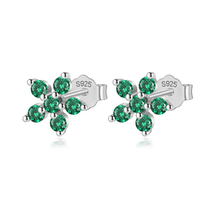 Aretes Flor con Zirconias de Color