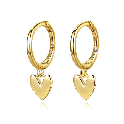 Arracadas con Corazón Colgante en Plateado o Dorado