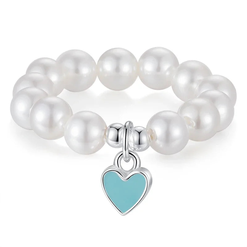 Anillo Abierto Corazón con Perla