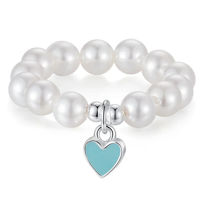 Anillo Abierto Corazón con Perla