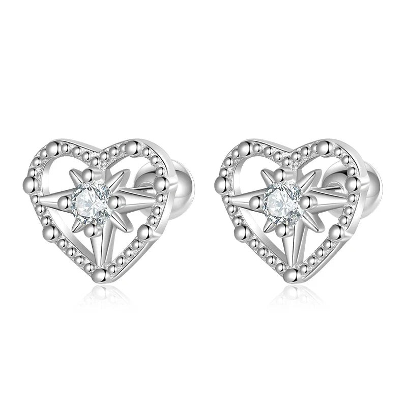 Aretes Corazón Destellante de Zirconia
