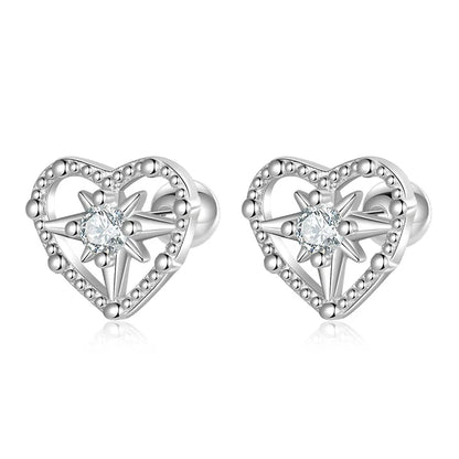 Aretes Corazón Destellante de Zirconia