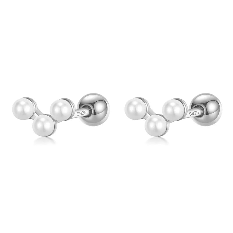 Aretes Perla con Barra o en V