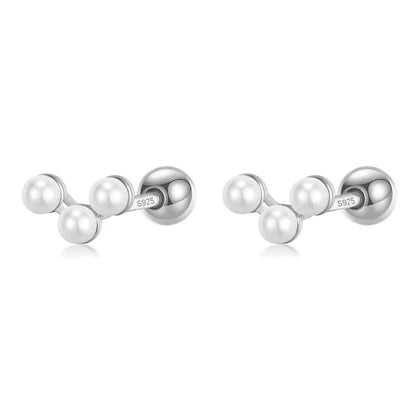 Aretes Perla con Barra o en V