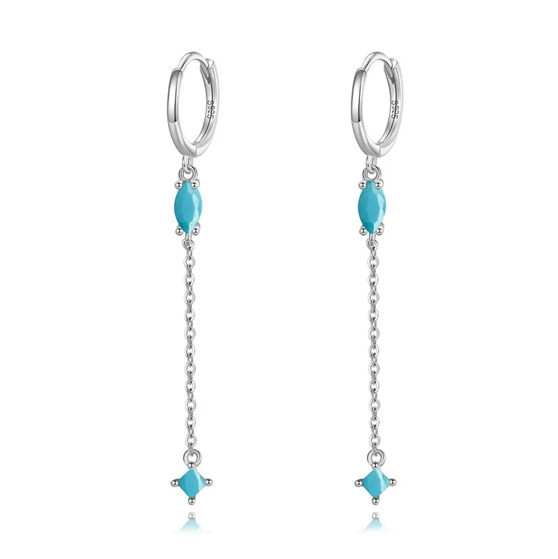Arracadas con Borla de Cadenas y Zirconia de Color