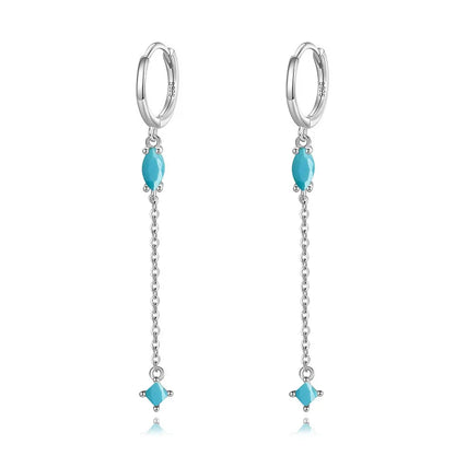 Arracadas con Borla de Cadenas y Zirconia de Color