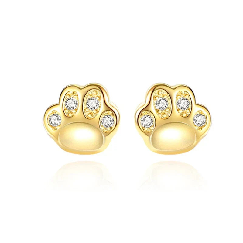 Aretes Huellita de Gato en Plateado o Dorado