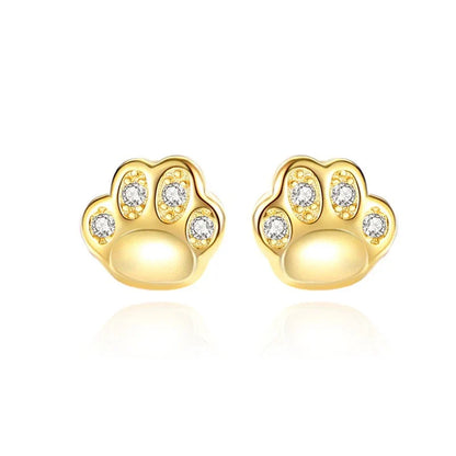 Aretes Huellita de Gato en Plateado o Dorado
