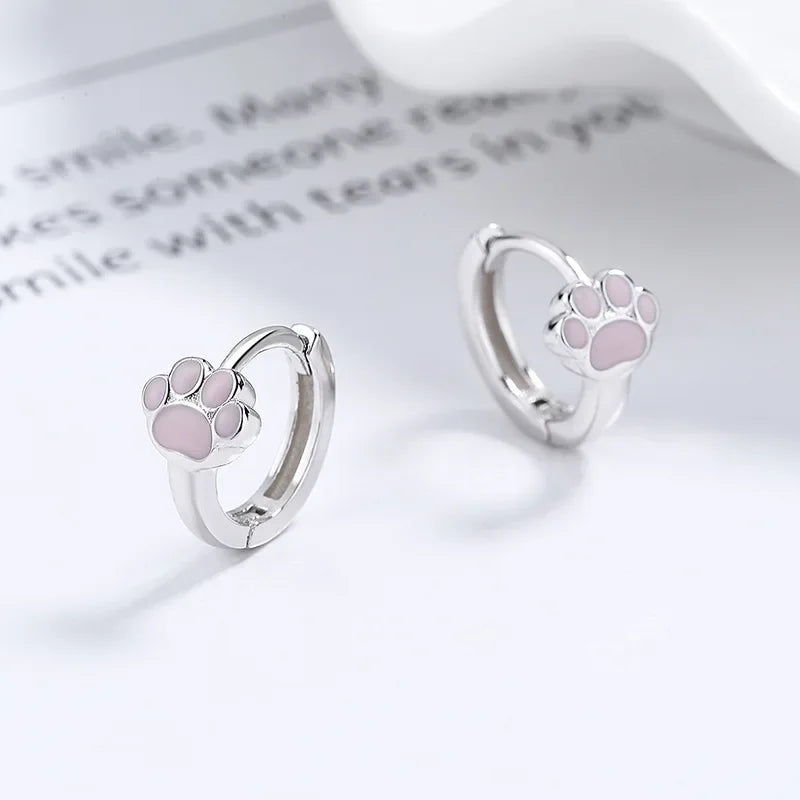 Arracadas Huellita de Gato Rosa