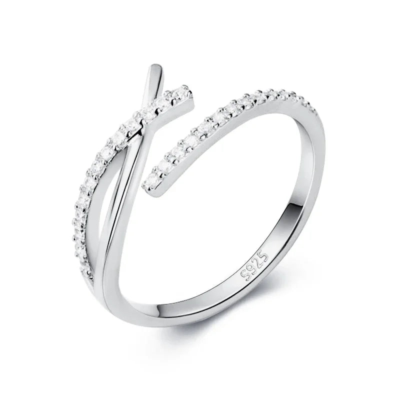 Anillo Cruz Brillante Abierto