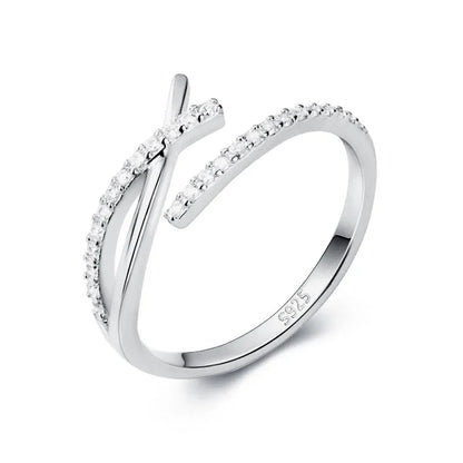 Anillo Cruz Brillante Abierto