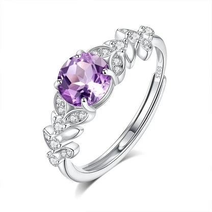 Anillo Ajustable Hoja con Cristal Natural