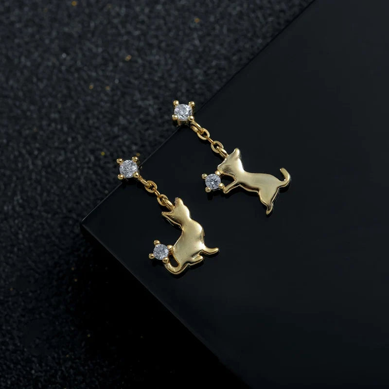Aretes Gato en Plateado o Dorado